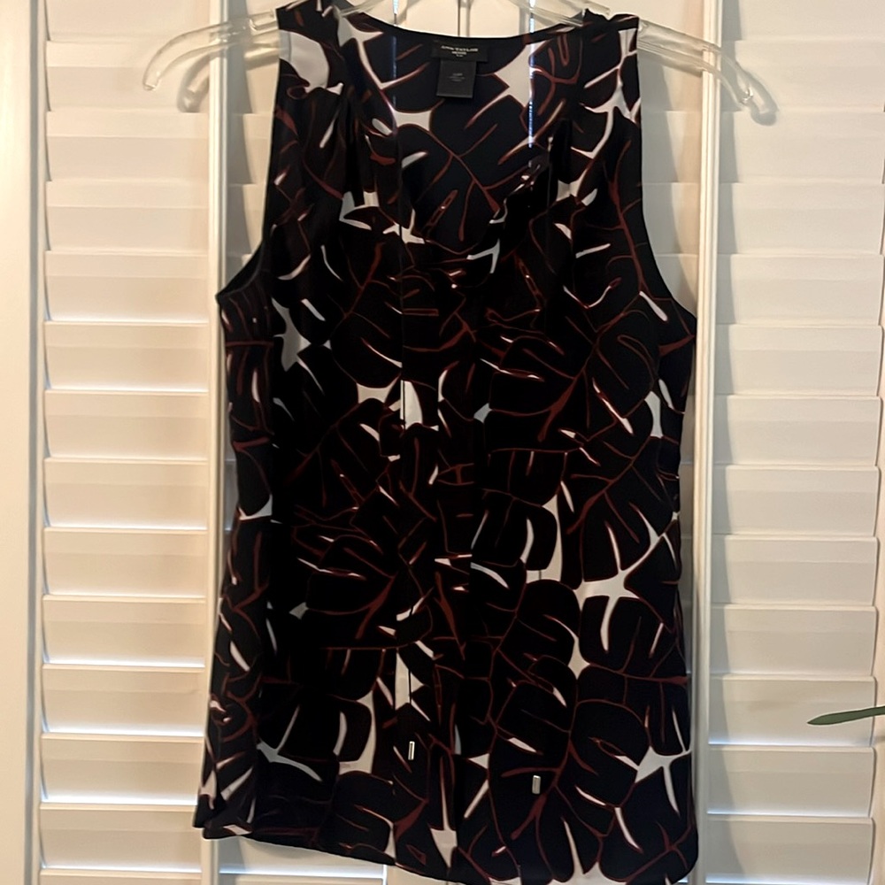Ann Taylor XSP navy tie neck blouse